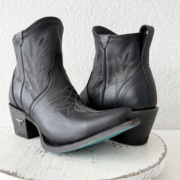 Lane Gallatin Womens Cowboy Booties Black Western Short Boots Snip Toe Size 7.5 - Picture 13 of 13